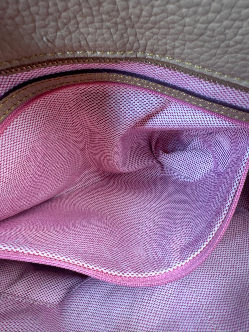 Dooney & Bourke Leather Pebble Tote Pink Lining Extended Shoulder Strap